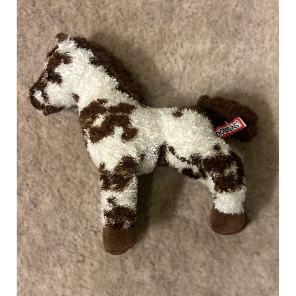 Douglas Cuddle Toy Horse Plush Brown White Pinto Paint Stuffed Animal 8 inch